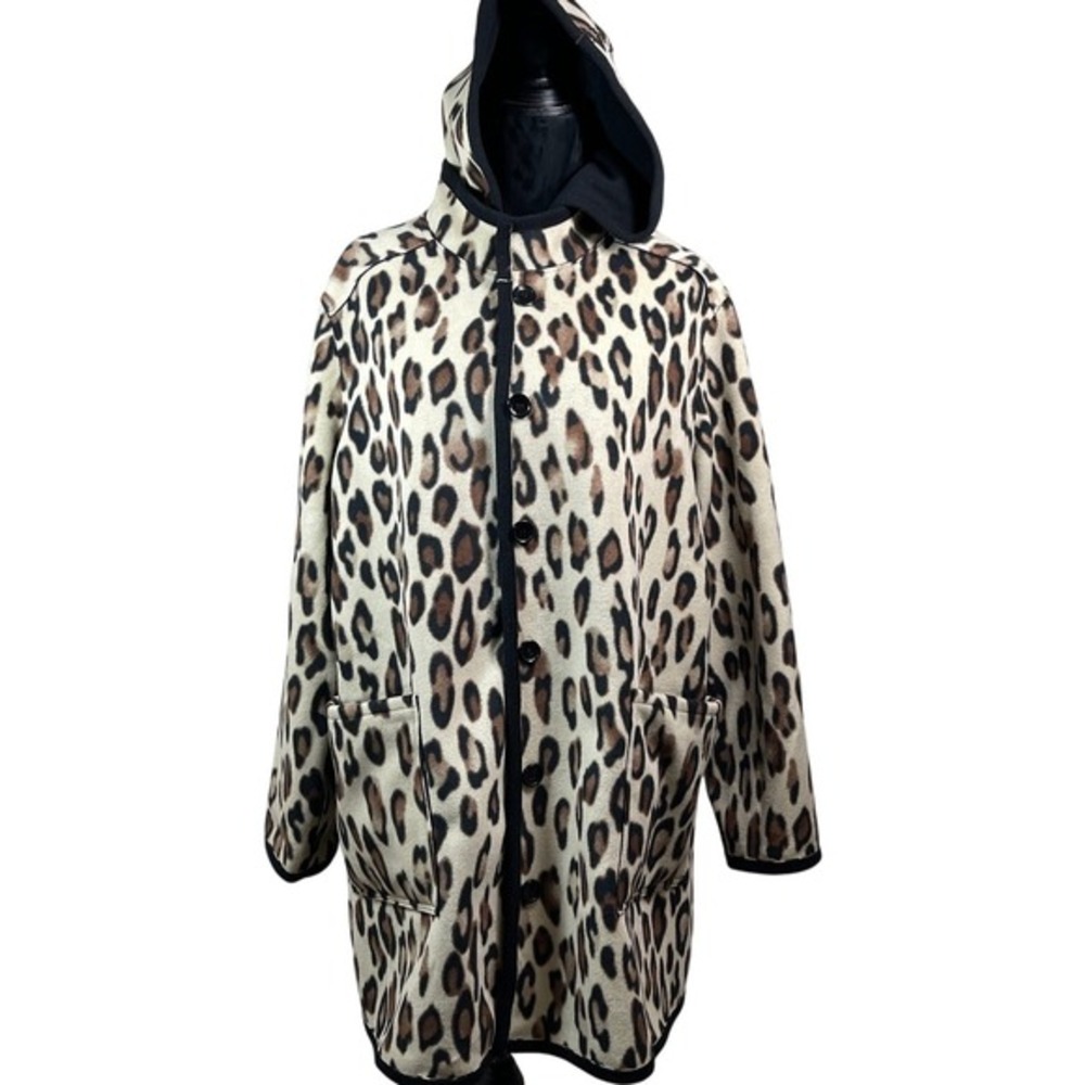 Susan Graver Weekend Reversible Hooded Coat‎ Leopard Print Black Plus 1X NEW